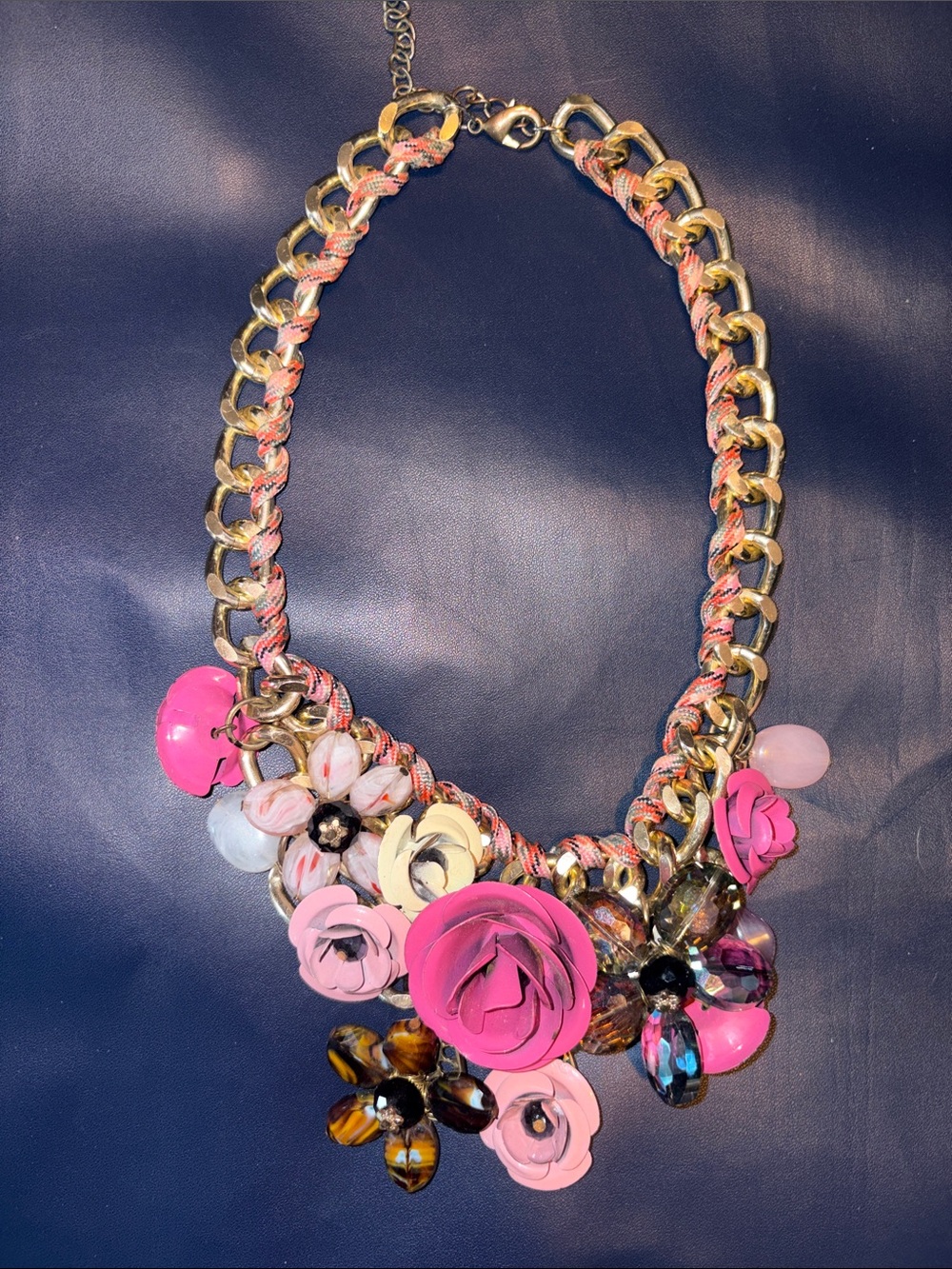Posh Floral Cluster Chain Bib Necklace